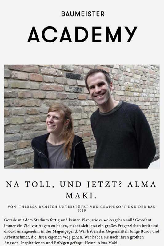Baumeister Interview mit Alma Maki.