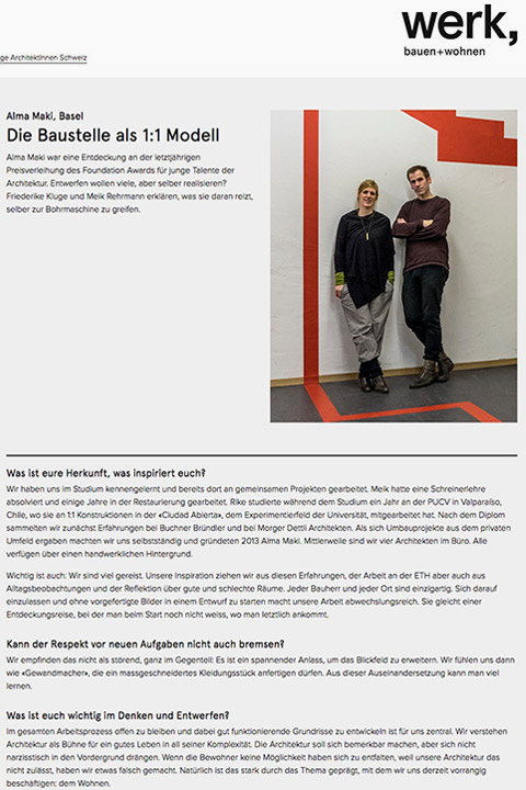 Interview bei werk, bauen + wohnen